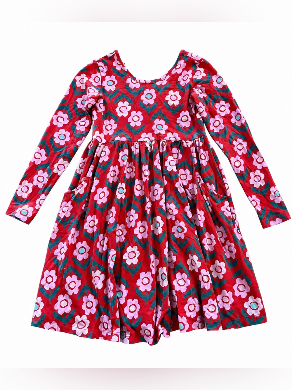 Hanna Andersson Red Floral Long-Sleeve Dress - Picture 1 of 6
